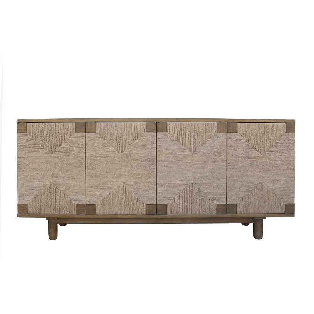 Augy Accent Cabinet Console 4 Doors Gray and Brown Pine Wood 77’’ BM326584