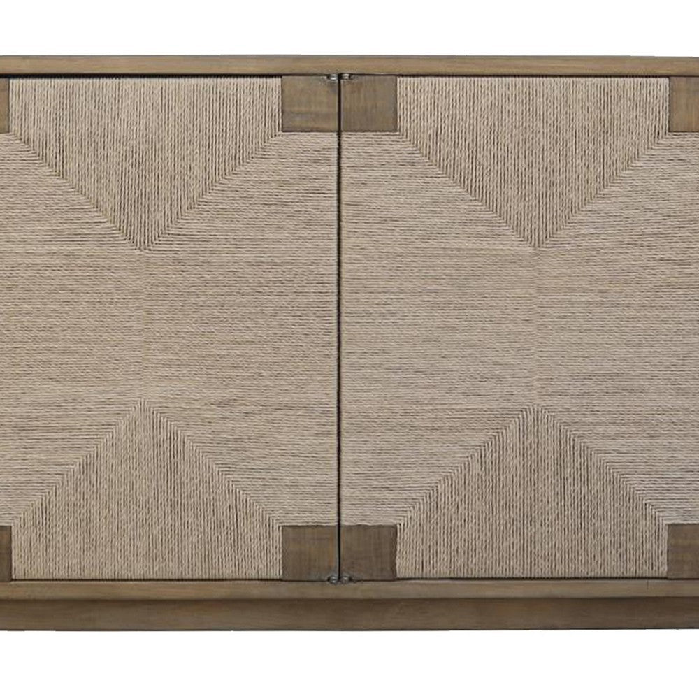 Augy Accent Cabinet Console 4 Doors Gray and Brown Pine Wood 77’’ BM326584