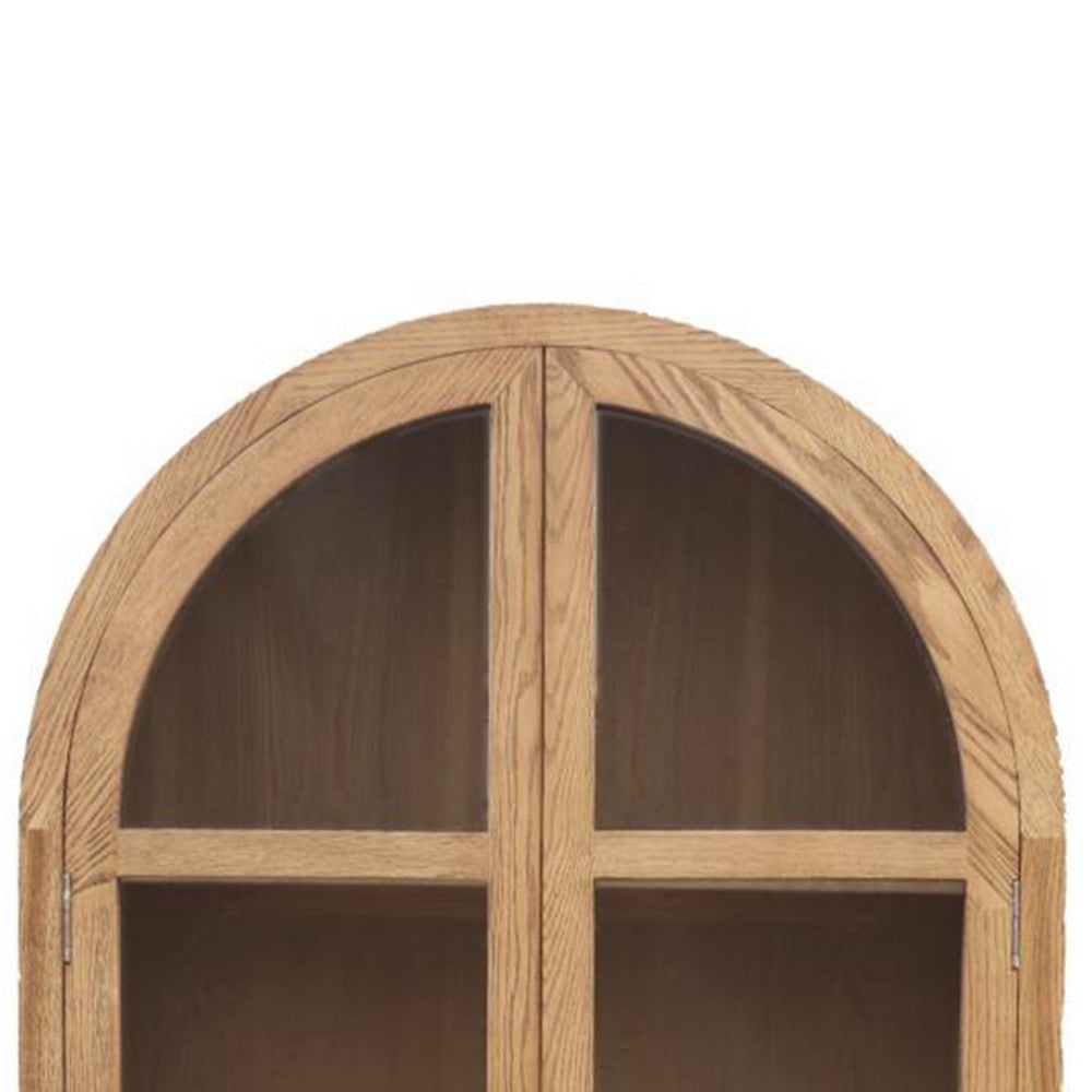 Bely Tall Curio Cabinet Arch Accent Glass Doors Black Brown 83’’ BM326586