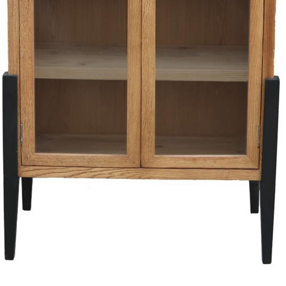 Bely Tall Curio Cabinet Arch Accent Glass Doors Black Brown 83’’ BM326586