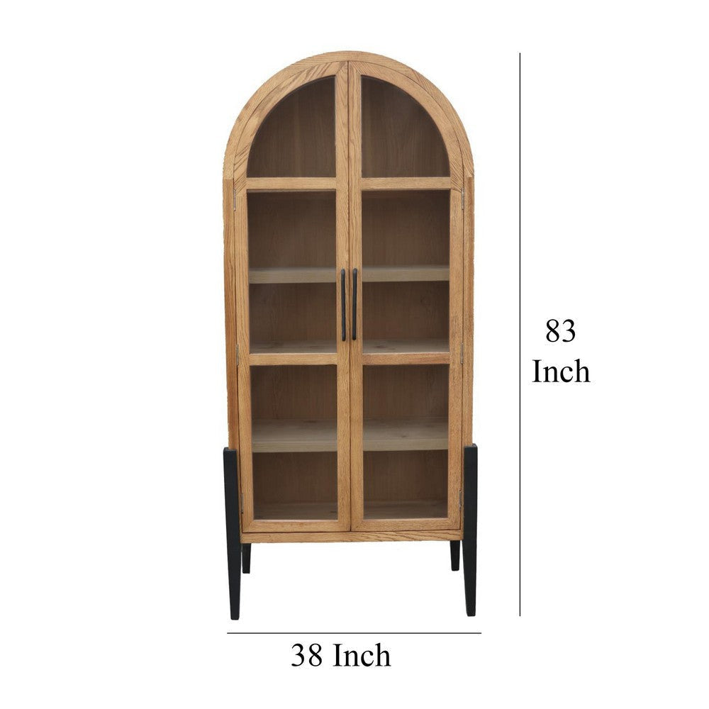 Bely Tall Curio Cabinet Arch Accent Glass Doors Black Brown 83’’ BM326586