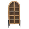 Bely Tall Curio Cabinet, Arch Accent Glass Doors, Black, Brown 83"