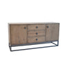 Wery Sideboard Cabinet Console, 2 Doors, Iron 65 Inch Natural Brown