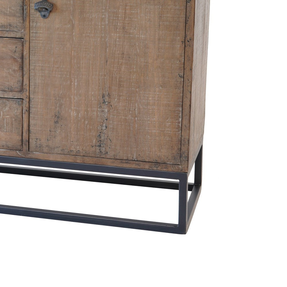 Wery Sideboard Cabinet Console 2 Doors Iron 65 Inch Natural Brown BM326587