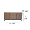 Wery Sideboard Cabinet Console 2 Doors Iron 65 Inch Natural Brown BM326587