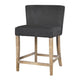 Cly Counter Stool Chair Soft Dark Gray Fabric Graywash Solid Wood BM326592