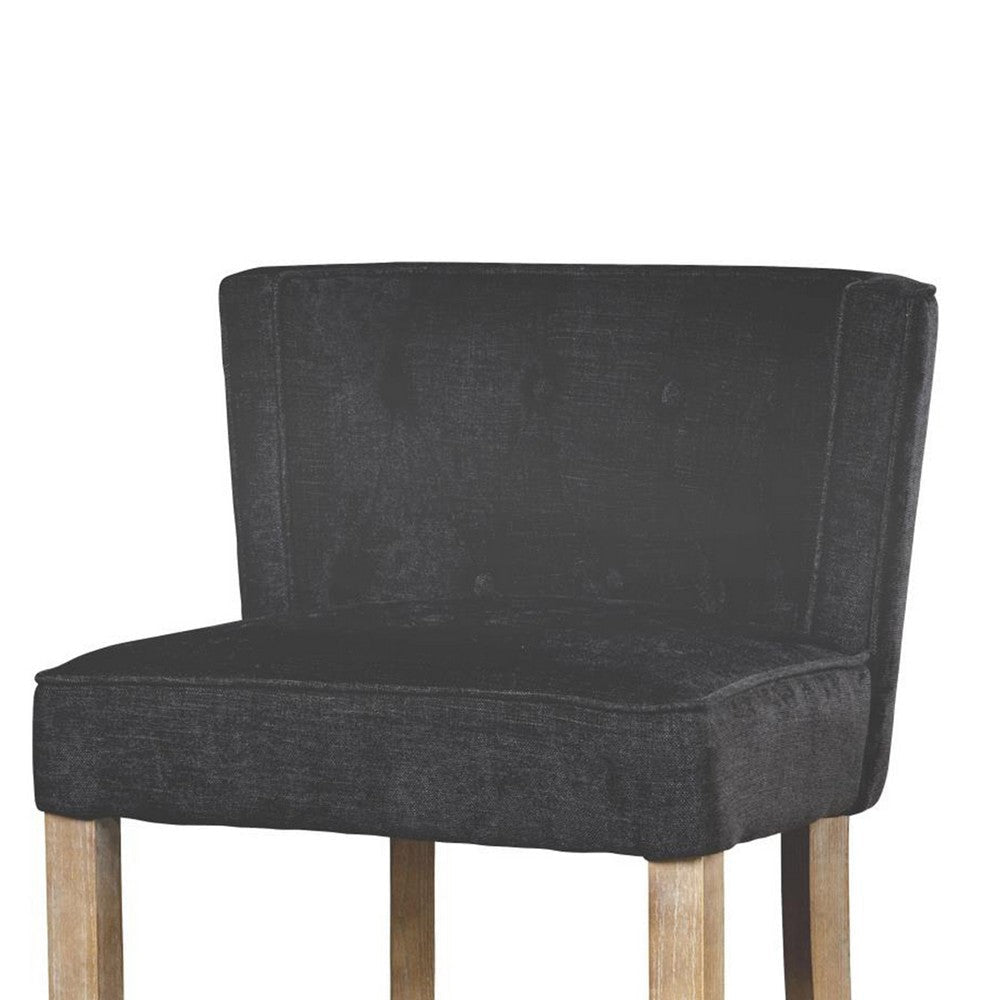 Cly Counter Stool Chair Soft Dark Gray Fabric Graywash Solid Wood BM326592