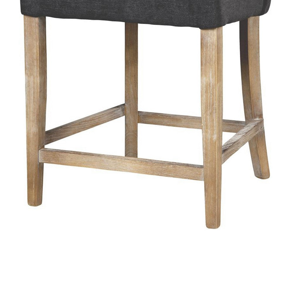 Cly Counter Stool Chair Soft Dark Gray Fabric Graywash Solid Wood BM326592