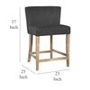 Cly Counter Stool Chair Soft Dark Gray Fabric Graywash Solid Wood BM326592