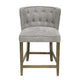 Cly Counter Stool Chair Soft Light Gray Fabric Graywash Solid Wood BM326593