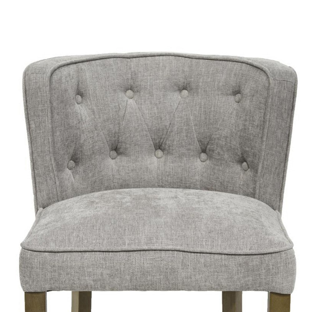 Cly Counter Stool Chair Soft Light Gray Fabric Graywash Solid Wood BM326593