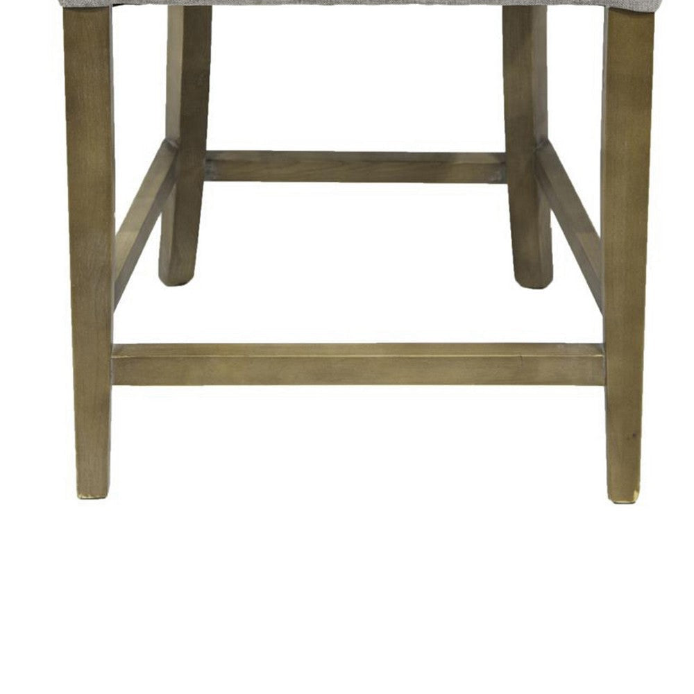 Cly Counter Stool Chair Soft Light Gray Fabric Graywash Solid Wood BM326593