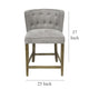 Cly Counter Stool Chair Soft Light Gray Fabric Graywash Solid Wood BM326593