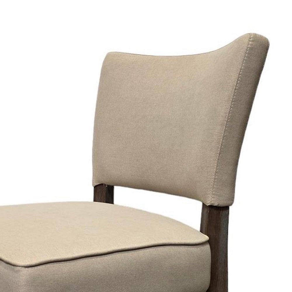 Rea Dining Side Chair 2 Pc Beige Upholstery Oak Brown Wood 21’’ BM326598