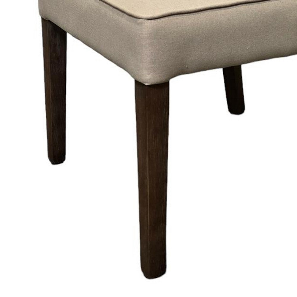 Rea Dining Side Chair 2 Pc Beige Upholstery Oak Brown Wood 21’’ BM326598