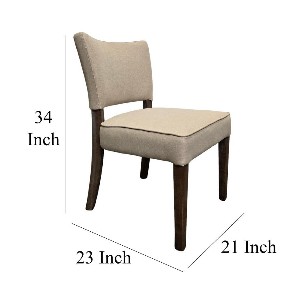 Rea Dining Side Chair 2 Pc Beige Upholstery Oak Brown Wood 21’’ BM326598
