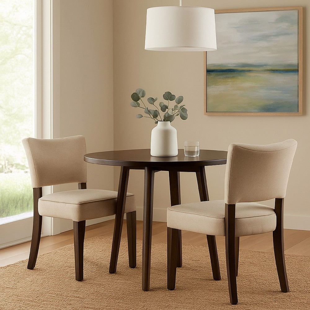 Rea Dining Side Chair, 2 Pc, Beige Upholstery, Oak Brown Wood, 21"