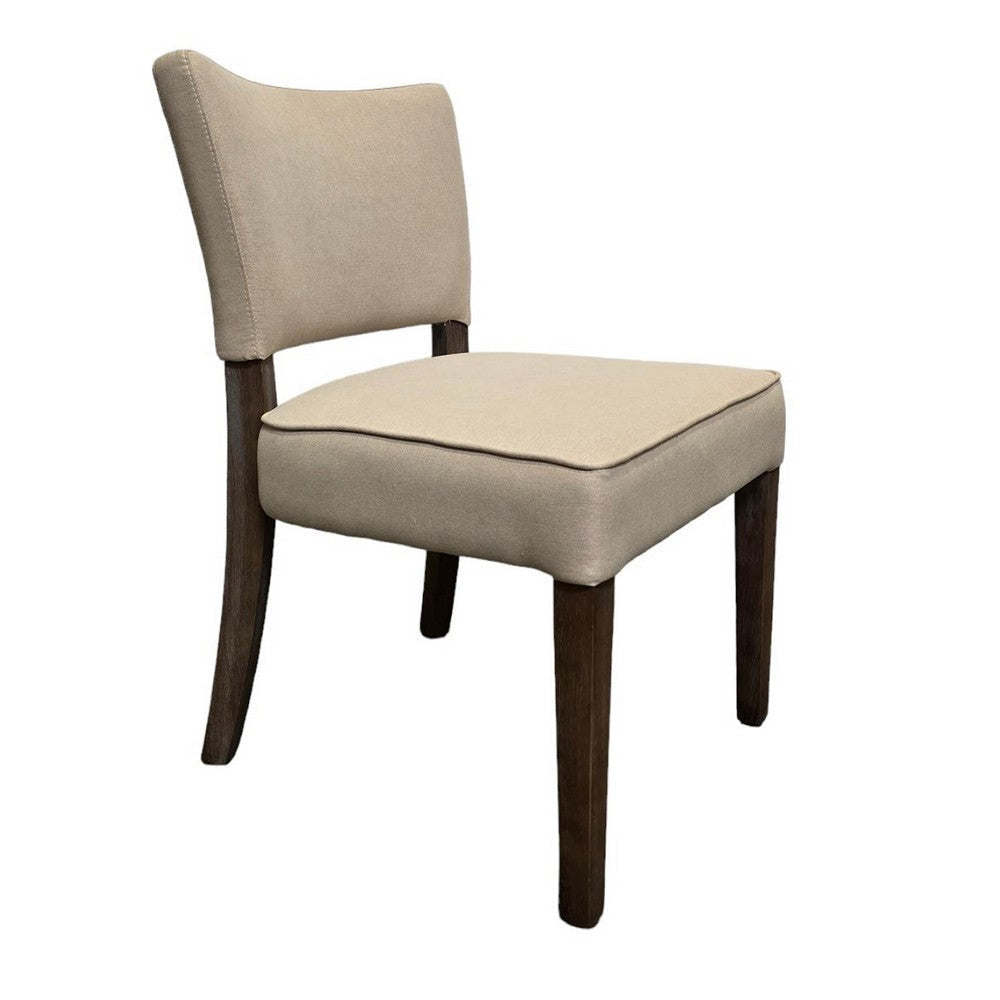 Rea Dining Side Chair, 2 Pc, Beige Upholstery, Oak Brown Wood, 21"