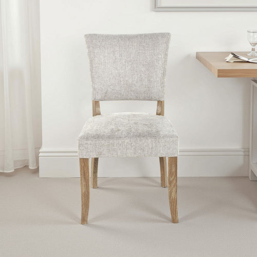 Ryna Dining Side Chair, 2 Pc Light Gray Upholstery, Washed Oak, 20"