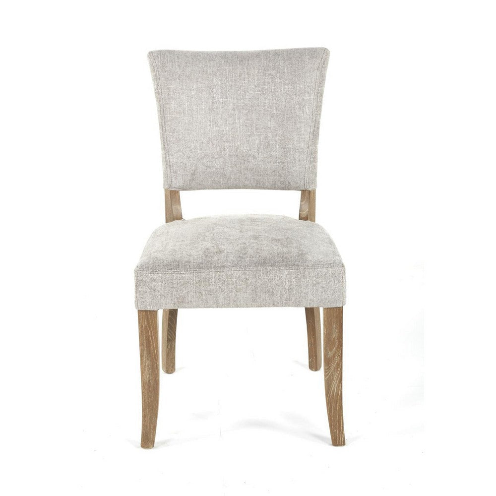 Ryna Dining Side Chair, 2 Pc Light Gray Upholstery, Washed Oak, 20"