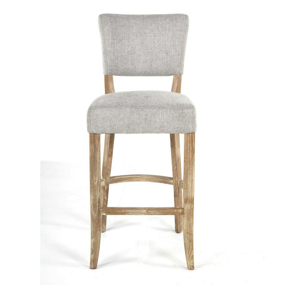 Ryna Bar Stool Chair Light Gray Upholstery Washed Oak Wood 42’’ BM326601
