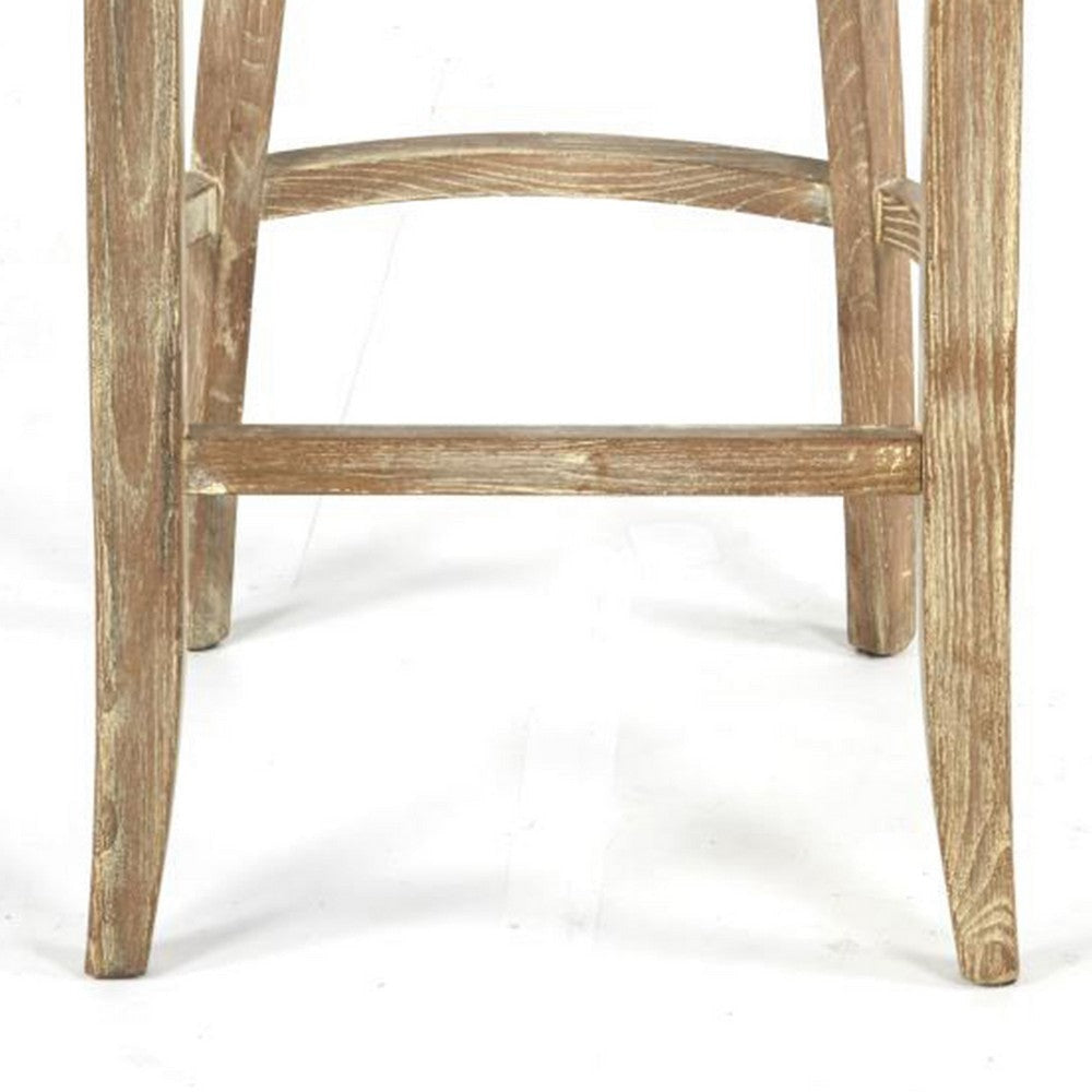 Ryna Bar Stool Chair Light Gray Upholstery Washed Oak Wood 42’’ BM326601