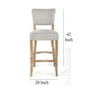 Ryna Bar Stool Chair Light Gray Upholstery Washed Oak Wood 42’’ BM326601