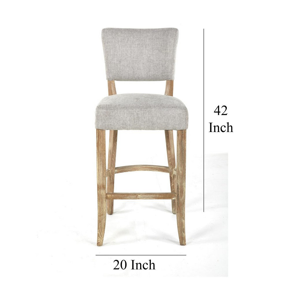 Ryna Bar Stool Chair Light Gray Upholstery Washed Oak Wood 42’’ BM326601