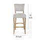 Ryna Bar Stool Chair Light Gray Upholstery Washed Oak Wood 42’’ BM326601