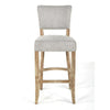 Ryna Bar Stool Chair, Light Gray Upholstery, Washed Oak Wood, 42"
