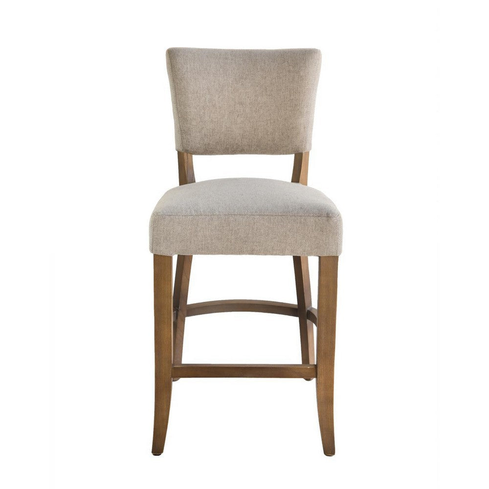 Ryna Counter Stool Chair, Light Gray Upholstery, Oak Wood, 42"