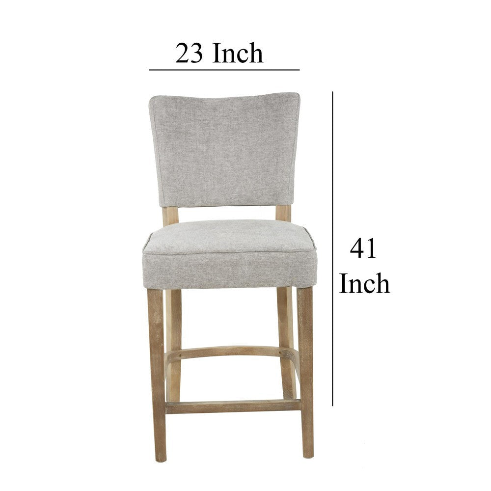 Rea Counter Stool Chair Light Gray Upholstery Oak Wood 41’’ BM326604