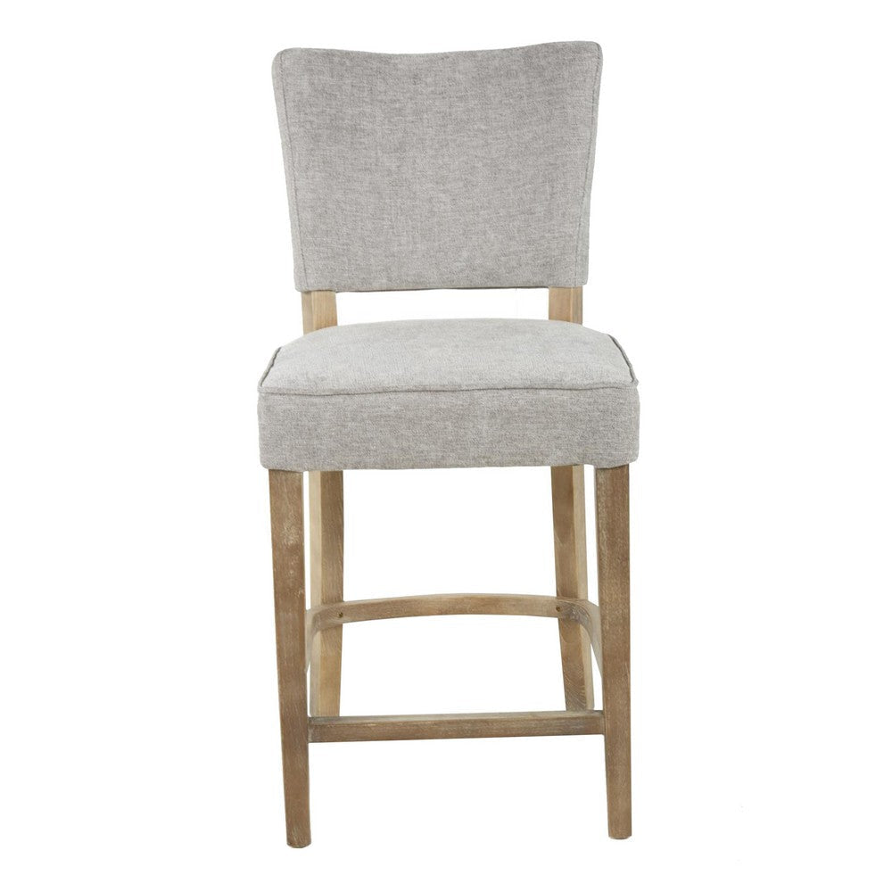 Rea Counter Stool Chair, Light Gray Upholstery, Oak Wood, 41"
