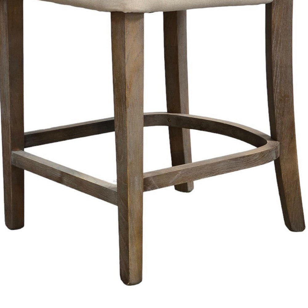 Rea Counter Stool Chair Beige Upholstery Graywash Oak Wood 41’’ BM326606