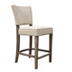 Rea Counter Stool Chair, Beige Upholstery, Graywash Oak Wood, 41"