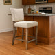 Rea Counter Stool Chair, Beige Upholstery, Graywash Oak Wood, 41"
