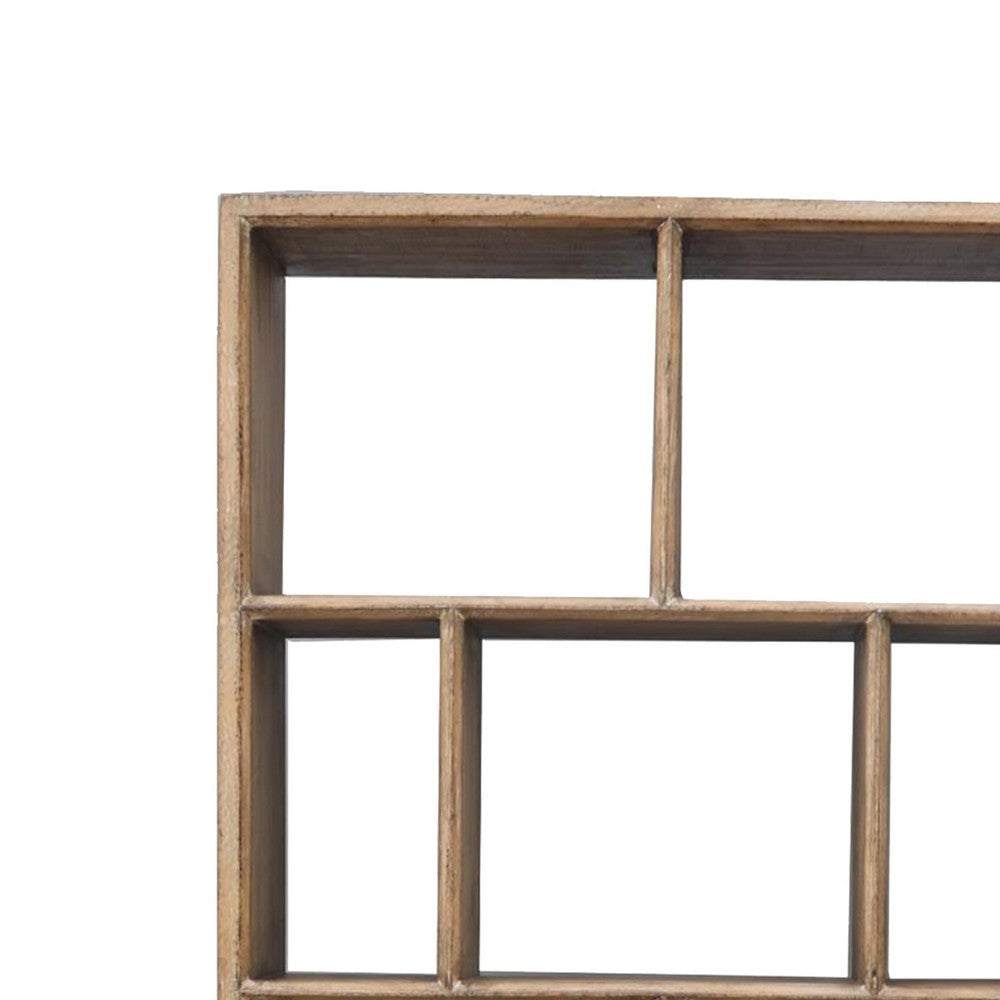 Neya Etagere Bookshelf Brick Bond Racks Brown Pine Wood 85’’ BM326607