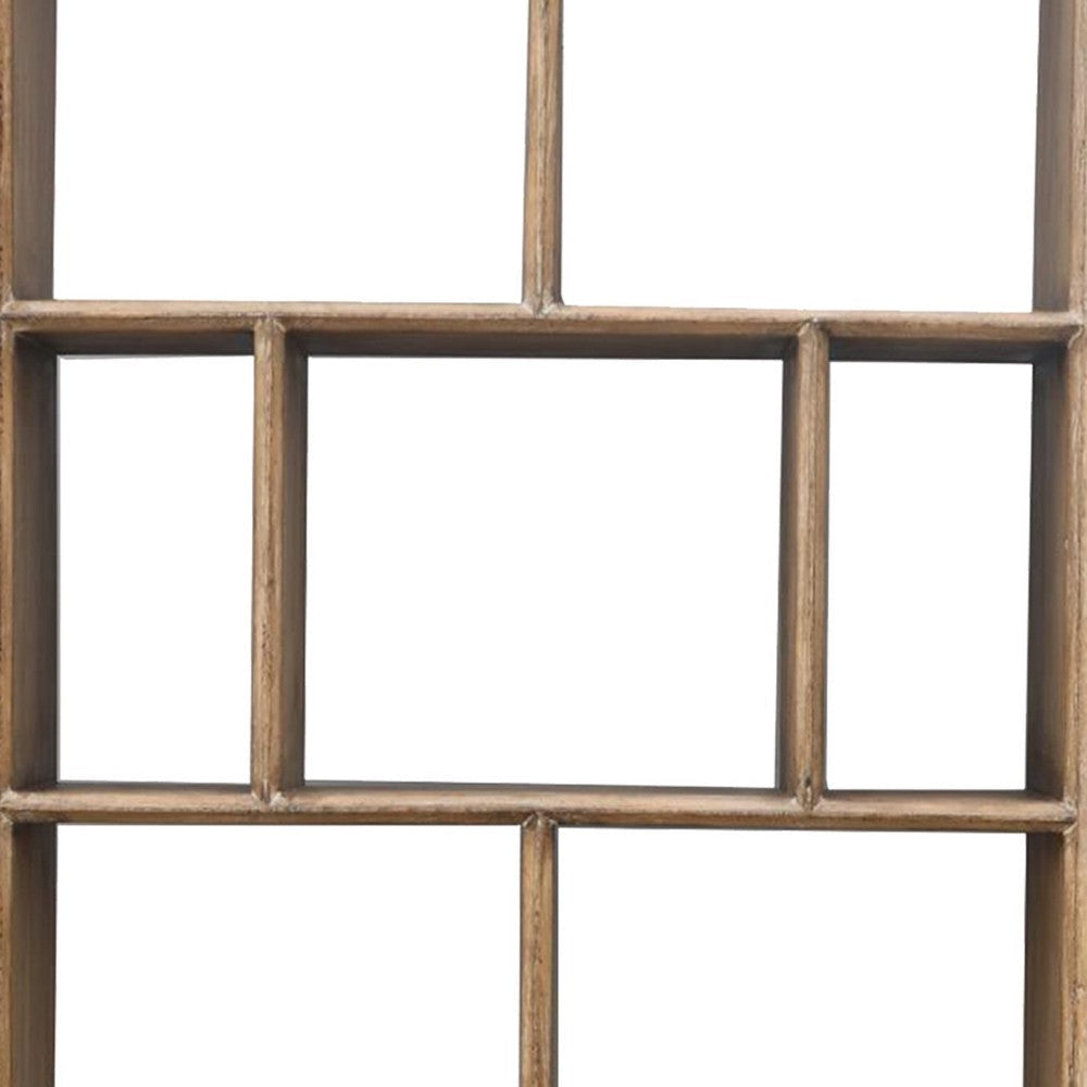 Neya Etagere Bookshelf Brick Bond Racks Brown Pine Wood 85’’ BM326607