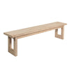 Fini Dining Bench, 64 Inch Pine Wood Frame, Sled Base, Whitewash Brown