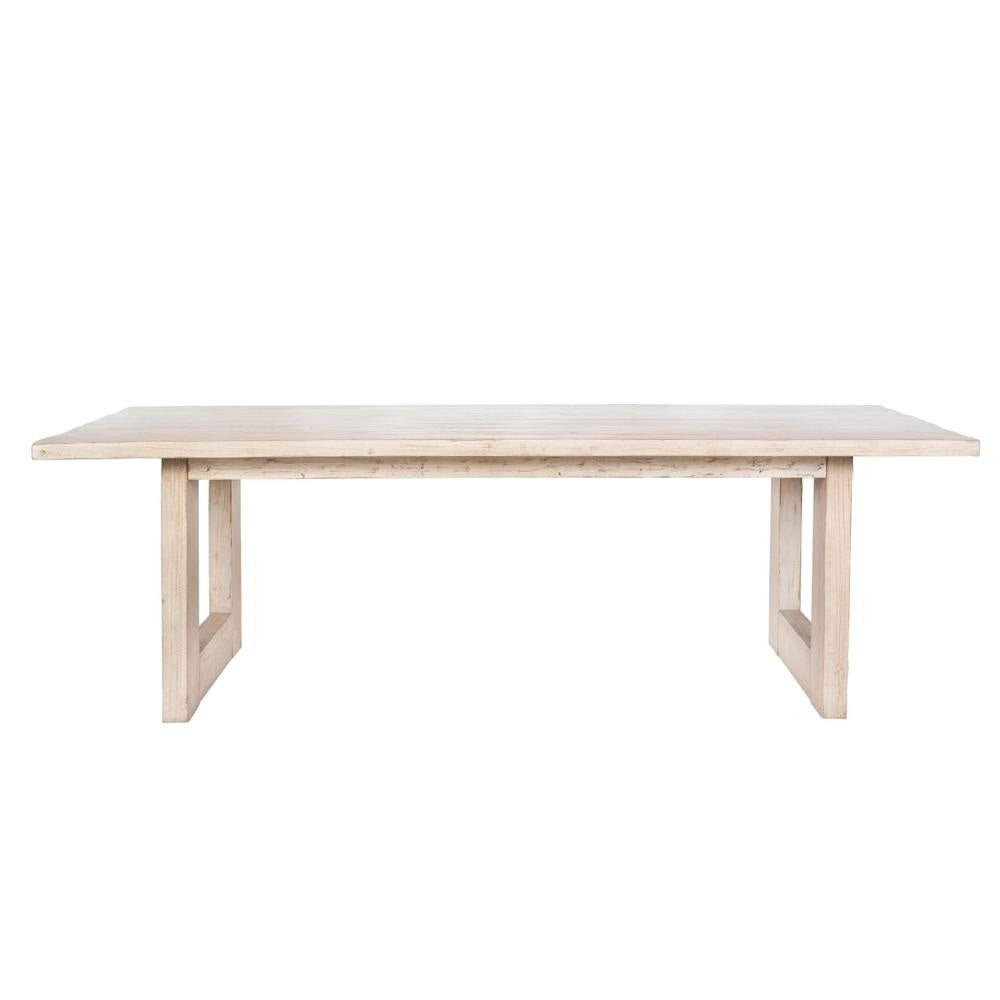 Fini Dining Table 95 Inch Rectangular Wood Top Sled Base Whitewash BM326612