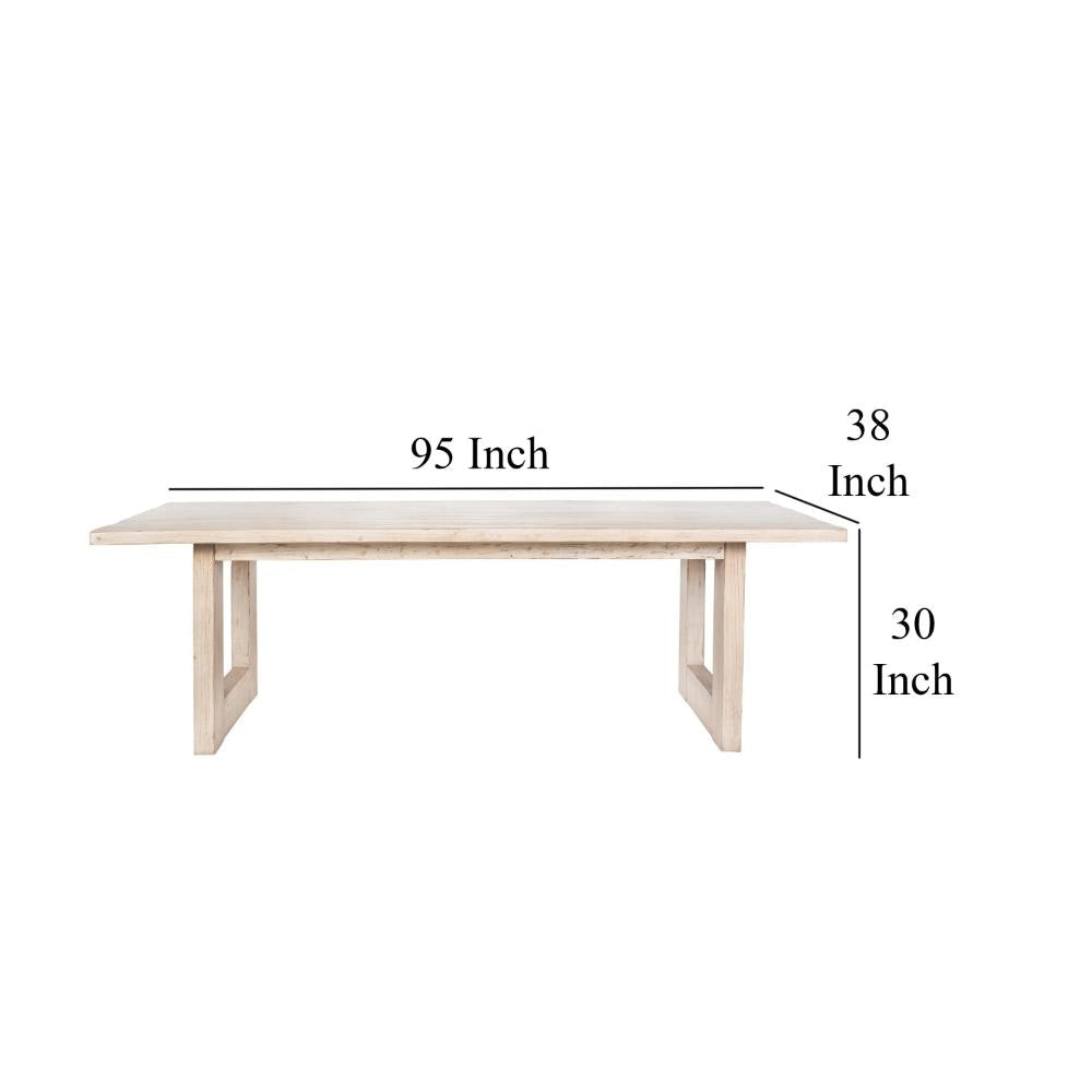 Fini Dining Table 95 Inch Rectangular Wood Top Sled Base Whitewash BM326612