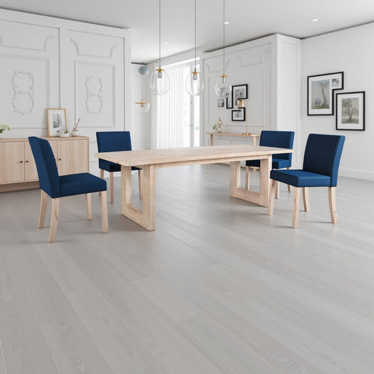 Fini Dining Table, 95 Inch Rectangular Wood Top, Sled Base, Whitewash