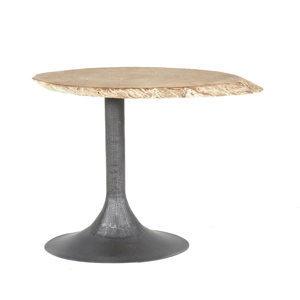 Lume Side End Table with Metal Trumpet Base, Gray Washed Live Edge Top