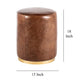 Fury Round Ottoman Brown Faux Leather Upholstery Brass Accent Trim BM326621