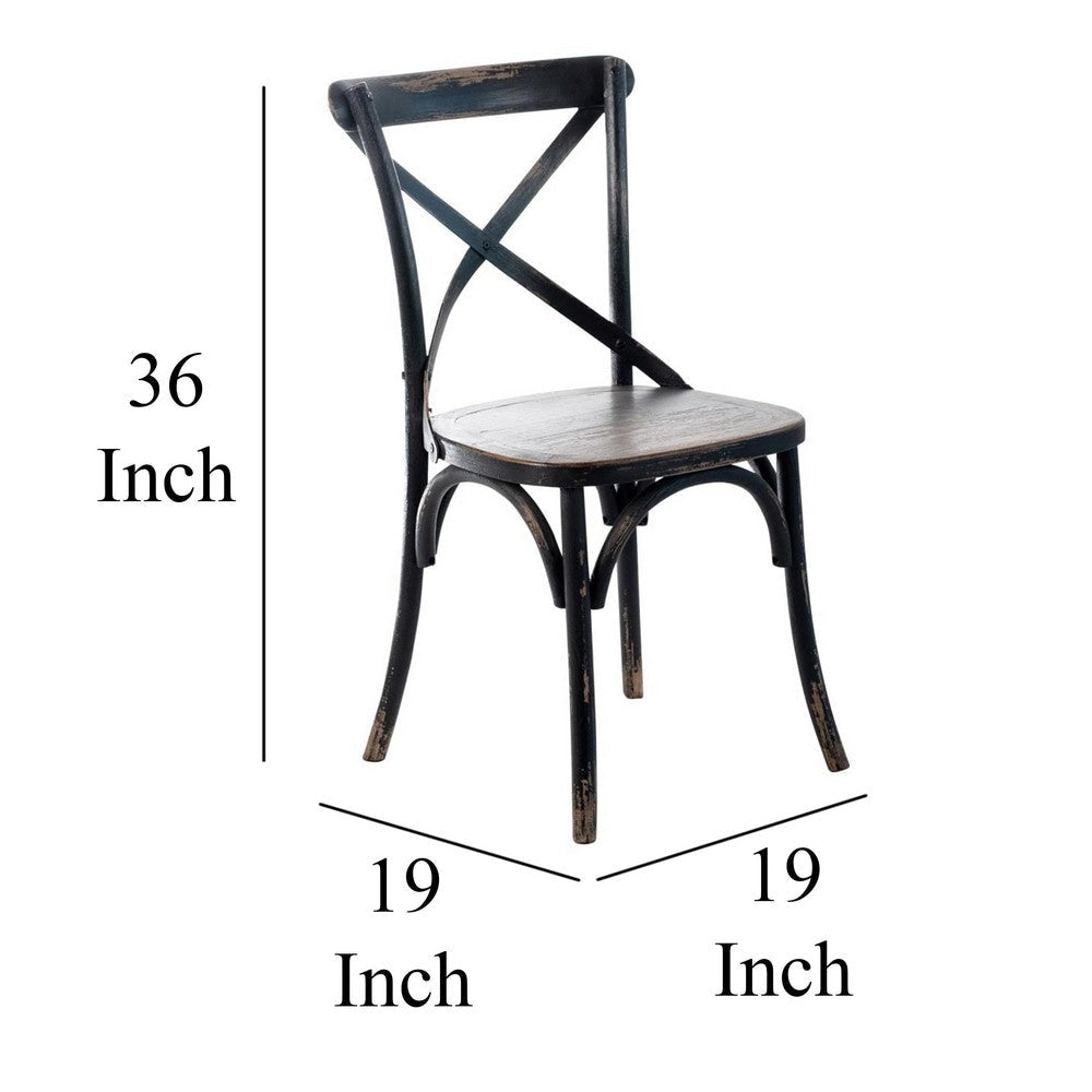 Puri Dining Side Chair Set of 2 | X Shaped Backrest | Reclaimed Black BM326623