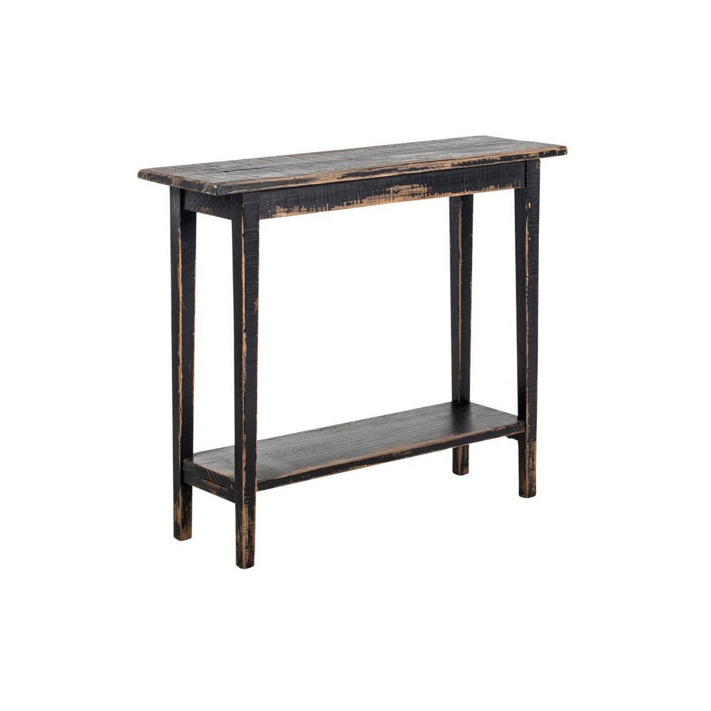 Duro Sofa Console Table with Open Shelf Reclaimed Wood Antique Black BM326626