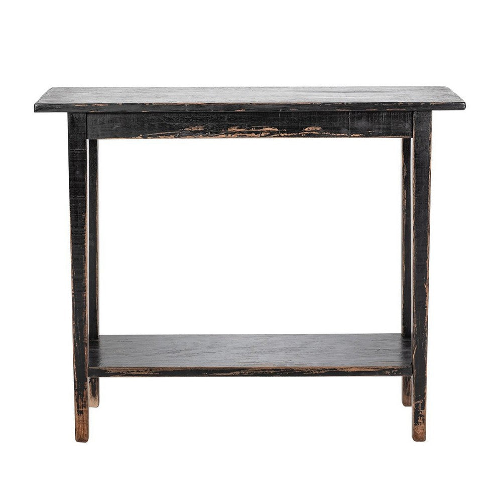Duro Sofa Console Table with Open Shelf Reclaimed Wood Antique Black BM326626
