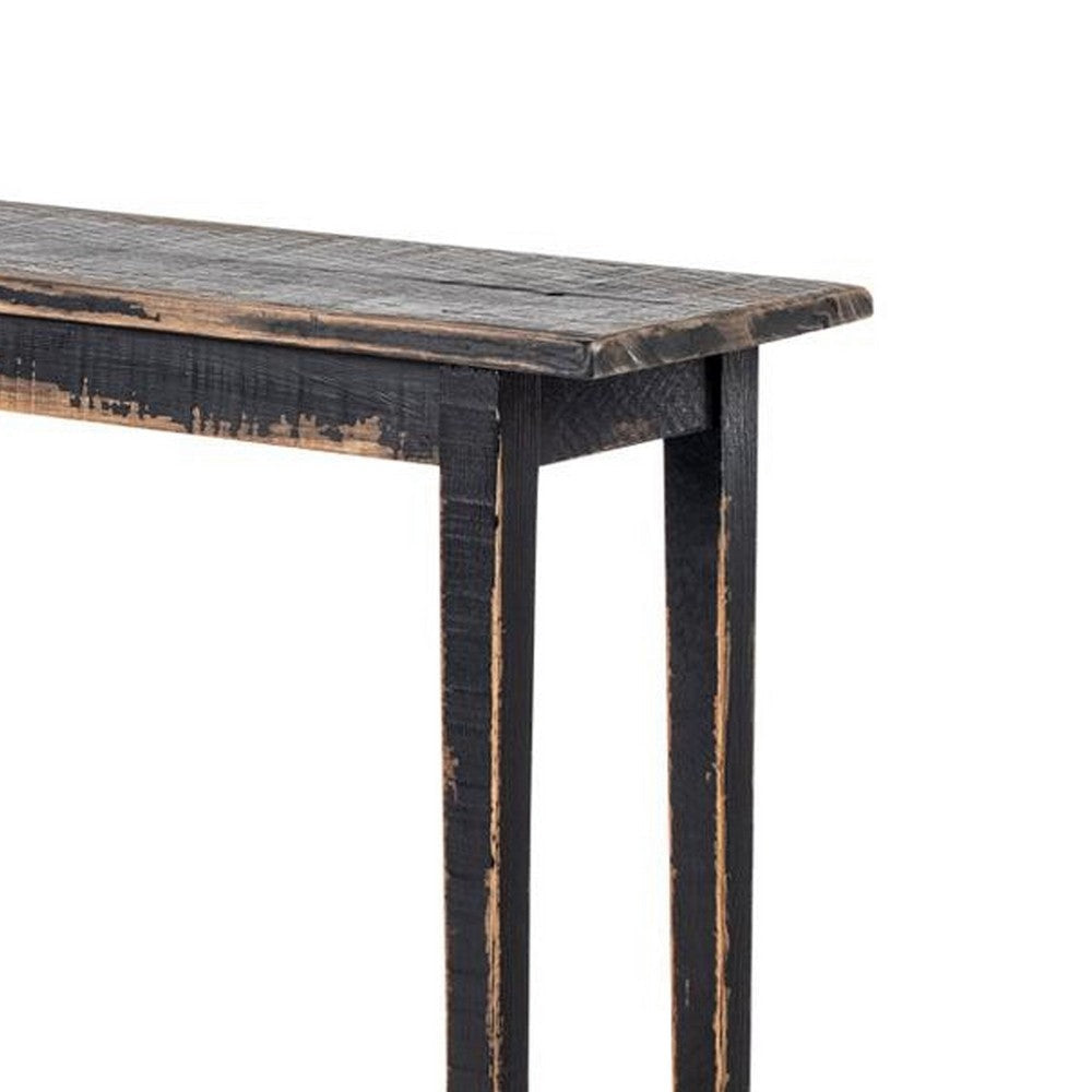 Duro Sofa Console Table with Open Shelf Reclaimed Wood Antique Black BM326626