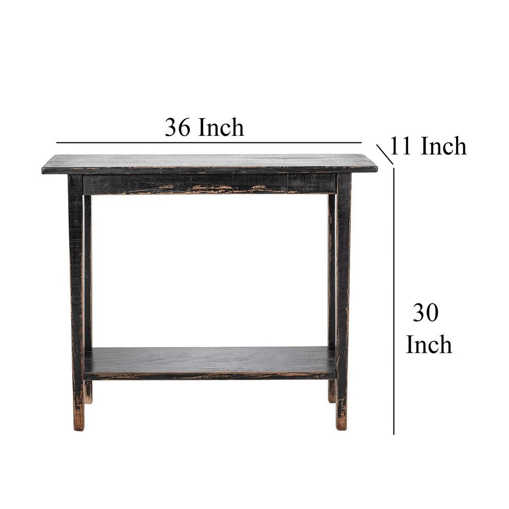 Duro Sofa Console Table with Open Shelf Reclaimed Wood Antique Black BM326626