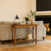 Duro Sofa Console Table with Open Shelf, Reclaimed Wood, Antique Brown